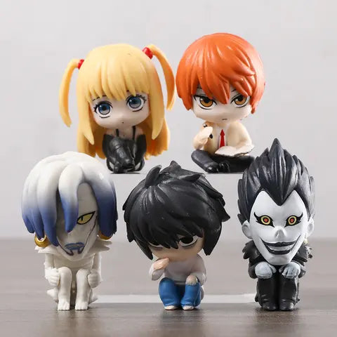 DHN003 - 5 Mini Action figure di Light Yagami Ryuk Rem Misa Amane L Lawliet da 4Cm in PVC